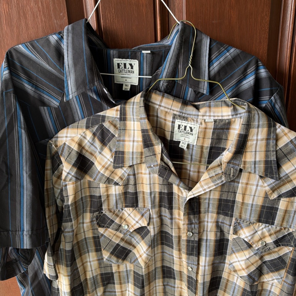 Lot of 2 Ely cattleman pearl snap shirt 3xlt